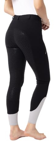 HORZE Damen Reithose Felicia, Vollbesatzreithose mit Handytasche und Gürtelschlaufen, Schwarz, 34