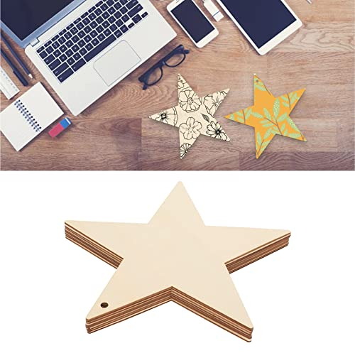 8 Kleine Holzsterne Zum Basteln, Unfertige Leere Holzstücke, Holzsternausschnitte, Ornamente Für Die Herstellung von Holzfahnen Und Kunsthandwerk(#1)