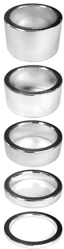 cyclingcolors 5x Fahrrad Ahead Vorbau Spacer Distanzen Distanzringe Aluminium MTB Rennrad Distanzscheiben Headset Lenker Steuersatz Spacer Silber, 1 Zoll 2+5+10+15+20mm