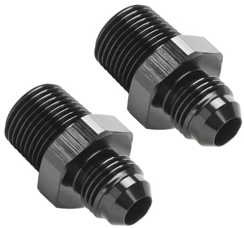 Podavelle 6AN Außengewinde auf 3/8 NPT Rohrverschraubungsadapter, Union Connector, gerades Aluminium, schwarz, 2 Stück