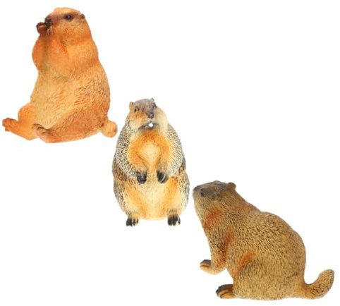 MUCKLILY 3 Stücke Ziesel Figur Wildlife Tier Modell Ziesel-simulationsfigur Für Dekoration Tisch Zimmer Kindergarten