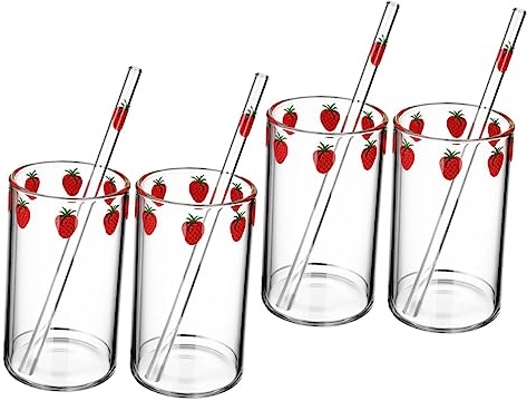 TOPBATHY 4 Ensembles Verre De Fraise Récipient à Jus Verres à La Fraise Coupes De Fraises Coupe En Verre Fraise Gobelet à La Fraise Étudiant Verre à Whisky Un Verre Mignonne