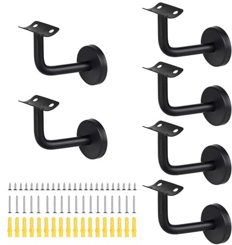 SUPAWAY Soporte pasamanos Barandilla pasamano Soporte pared para barandilla de escalera Soporte pasamanos inox para escaleras pasillos baños pared interior loft pasamanos antiguos barra (Curva-6 Pz)
