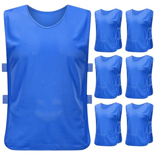 Catime 6 Stück Fussball Trainingswesten, Ohne Logo, Training Set für Kinder (Blau)