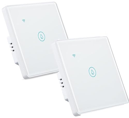 2PCS Smart Immersion Heater Timer Switch, 40A 8000W WiFi Water Heater Switch, Smart Touch Boiler Switch with Timer, Smart Life APP Remote Control, Works with Amazon Alexa & Google Assistant