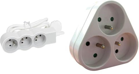 Legrand - Rallonge multiprise Extra-Plate avec 3 Prises de Courant avec Terre avec Cordon 1,5m - Blanc et Gris Clair & Triplite 3X 16A Triangulaire - Blanc - Zenitech