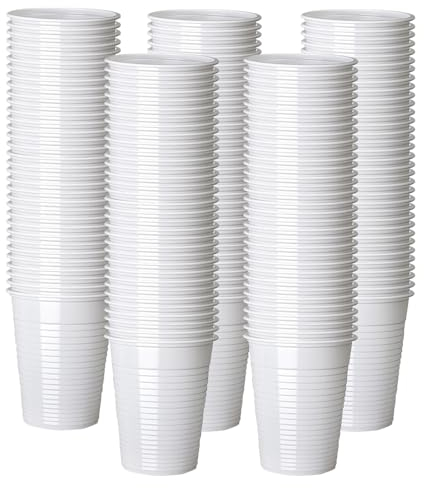 Disposable Plastic Cup White 1000 x 200ml (7oz) Disposable Squat Drink Cups Perfect for Travel, Wedding Party, Picnic, Juice, Cold Drinks, Coolers, Vending Catering Buffet