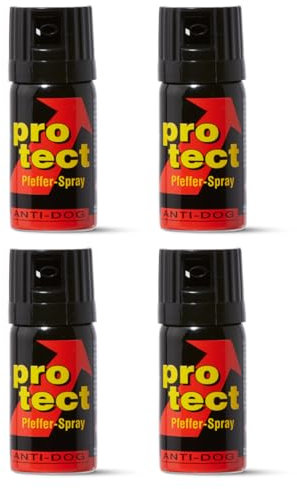 Pfefferspray PROTECT Anti-Dog Direktstrahl/Breitstrahl 15ml 40ml 50ml 63ml Tierabwehrspray zur Selbstverteidigung Reizstoffspray in verschiedenen Sprühvarianten (4X 40ml Breitstrahl)
