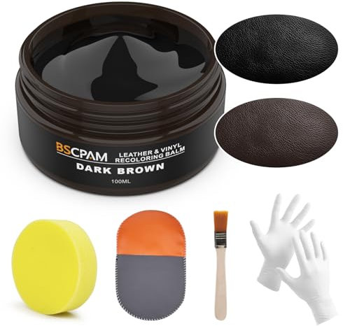 BSCPAM Dark Brown Leather Recoloring Balm,Leather Repair Kits for Vinyl Furniture,Leather Color Restorer Scratch Remover,Leather Paint for Car Seats,Sofa,Shoes,Leather Steering Wheel Repair kit