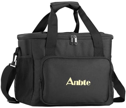 Anbte 25L Bolsa Térmica Porta Alimentos Impermeable Mochila Nevera Bolsa Nevera para Playa, Oficina, Escuela, Picnic, Barbacoa - Negro