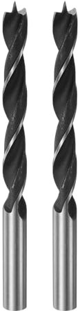 sourcing map 2pcs Brad Point Drill Bits 9mm(23/64) Dia Straight Steel Round Shank Drill Metric Brad Point 3.5 Drilling Depth Spiral Twist Drill Bits for Carpenter Woodworking Plastic Rubber