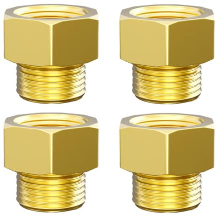 Aitsite Riduttore da 3/8 a 1/2 pollice in ottone, prolunga riduttore con esagonale, filettatura esterna da 3/8 x filettatura interna da 1/2, riduttore in ottone per il collegamento dei tubi(4 pezzi)