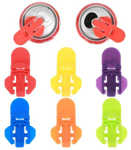 6PCS Manual Easy Can Opener, Colorful Drink Protector Cap, Soda Beer Top Ring Opener Tool, Plastic Shields for Pop, Coke, Aluminum Beverage
