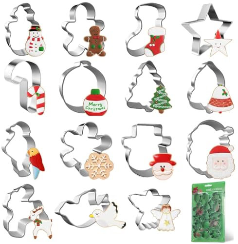15 Stück Ausstechformen Weihnachten, Mini Keksausstecher Weihnachten Edelstahl Ausstechformen Set, Plätzchen Ausstecher Weihnachten Keksausstecher für Keks Plätzchen Tortendekorationen