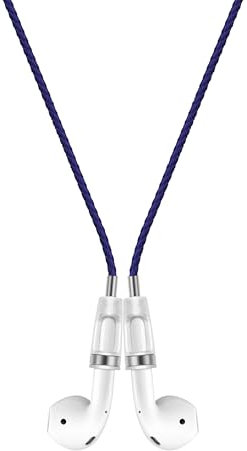 Lawonda Halteband Kompatibel mit AirPods 1/2/ 3, AirPods Pro, Pro 2, PU-Leder Anti-Verlust-Umhängeband für AirPods Strap Halter Band Halterung Magnetisch Sport-Saiten-Umhängeband Marineblau Silber