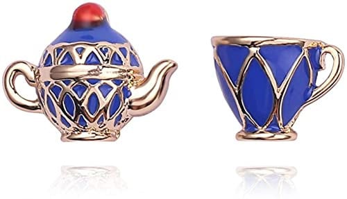 Enamel Teapot Earrings Women Asymmetric Teapot Tea Cup Stud Earrings Professional and Attractive