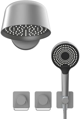 HKTHE Duschsystem Unterputz, HS0392 Modern 2024 Innovativ Regen Duschset, 206mm Runder Duschkopf aus Edelstahl 304, 2 Ringförmig Handhaben Regendusche mit Armatur, 59A Messingkörper, Dauerhaft