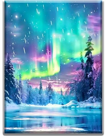 MFSIHZT Diamond Painting Erwachsene, 5D Diamant Painting Bilder DIY Mosaikherstellung Bastelset, 30 X 40cm Diamond Painting Set für Erwachsene, Geschenke und Wandbilder Wohnzimmer, Gletscher Aurora