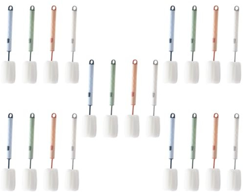 Baluue 20piezas Cepillos De Limpieza para Botellas Cepillo Multifuncional De Esponja para Biberones y Botellas De Agua Mango y Desmontable para y