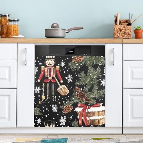 Magnete per lavastoviglie con schiaccianoci e rami dell'albero di Natale, decorazione magnetica per lavastoviglie, 58 x 66 cm