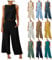 KDEIHT Musselin Hosenanzug Damen Sommer Zweiteiler Tank Top und Hose 2 Teiler Elegant Hosenanzüge Baumwolle Leinen Jogginganzug Elegant Outfit Business Casual Anzug frühlingsangebote