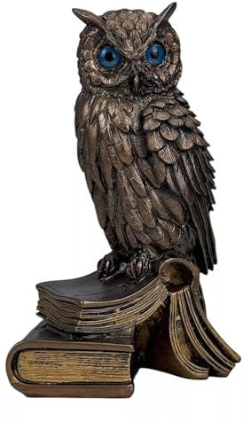 Statue Eule der Göttin Athene Symbol der Weisheit Bildung, Bronze-Effekt