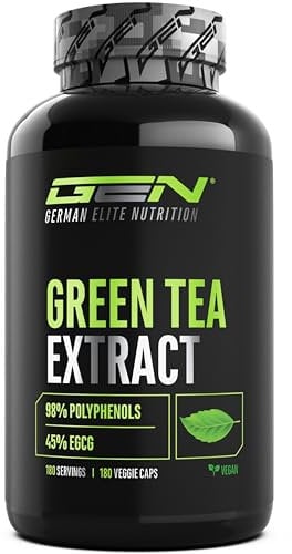 Green Tea Extract - 180 gélules - Extrait de thé vert très fortement dosé avec 750mg d'extrait de thé vert par gélule - 95% polyphénols & 45% EGCG - Thé vert sans additifs indésirables - Vegan