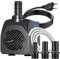 Knifel Springbrunnenpumpe 25W 1500L/H Automatische Abschaltung bei Niedrigwasser Schutz vor überhitzung Funktion Ultra Leise Teichpumpe Wasserpumpen Mit 1,8m Kabel für Brunnen, Hydroponik-Systeme