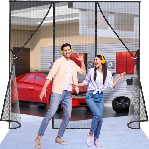 Flycn Magnetvorhang Doppeltür, 180x200 cm Fliegengitter Tür mit Stärkere Magneten und 4cm Verbreites Klebstreifen, Insektenschutz Balkontür ohne Bohren für Terrassentür&Wohnzimmer ‎Schwarz