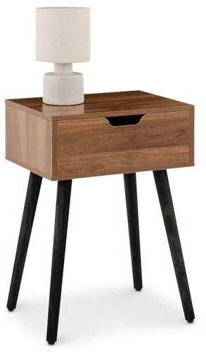 IDIMEX Table de Chevet Layla H 57 cm avec 1 Tiroir Coloris Noyer Design Moderne, Table de Nuit sur Pieds en Bois