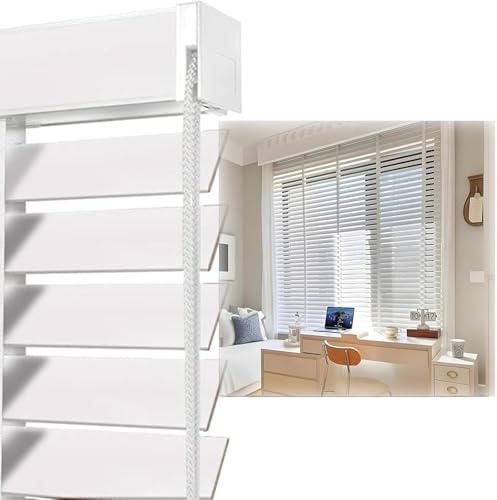 LGHSWDQ Holzjalousie Verdunkelung 5cm Lamellen extra breit, Fensterjalousie Horizontal Gefiltertes Licht für Innen, Büro, 30 60 80 100 120 140 160 cm, Holz jalousien inklusive Montagematerial(Weiß)