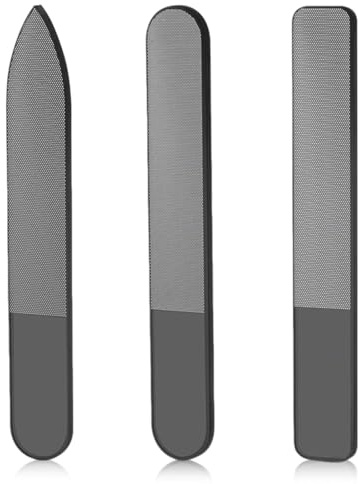 GILWUMO 1 Juego de 3 Limas de Uñas de Cristal (con Caja de Almacenamiento), Limas de Uñas de Nanocristal, Pulidor de Uñas, Adecuado para Uñas Naturales, Negro