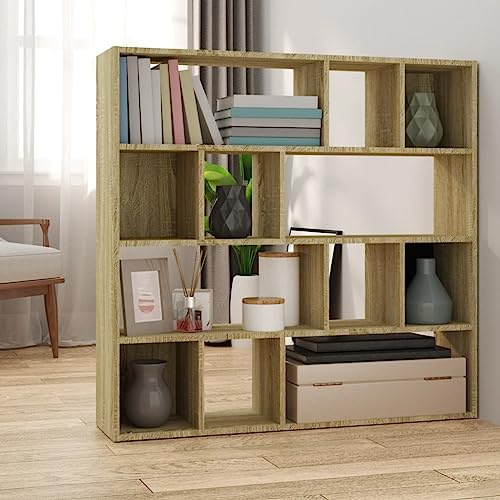 Büro Trennwand Raumteiler Paravent,Bücherregal/Raumteiler -Eiche 105x24x102 cm,Raumtrenner für Büro,Wohnzimmer,Schlafzimmer