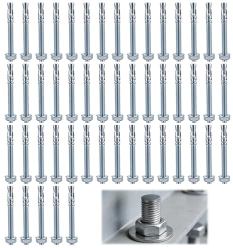 CHUIFAI Lot de 50 chevilles d'ancrage M10 x 100 mm - En métal galvanisé - Pour fixation de balustrades, fenêtres, murs-rideaux