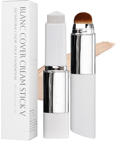 Color Changing Foundation Stick mit Pinsel, Farbwechselndes 2in1 Make Up Concealer, Feuchtigkeitsspendend Abdeckcreme, Wasserfest & Langlebig Cremestift für Einen Makellosen Teint, Leichte Textur