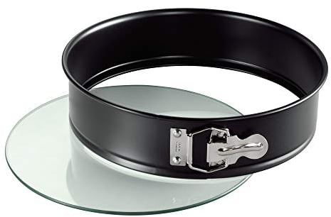 Original Kaiser Inspiration Springform mit Glasboden 26 cm rund, Hebeboden, schnittfest, Kuchenform auslaufsicher, antihaftbeschichtet, servierfertig, Schwarz