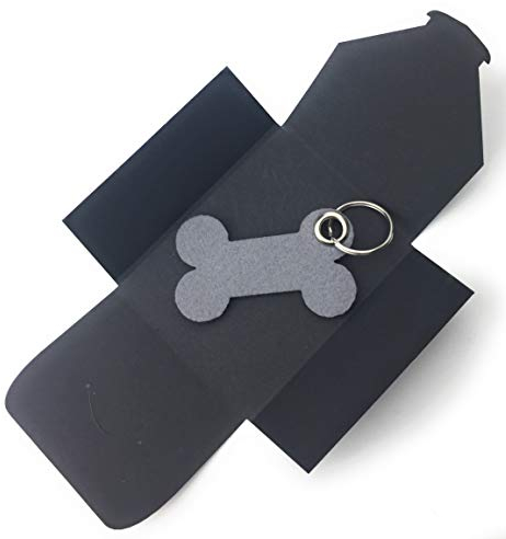 Schlüsselanhänger aus Filz - Knochen/Hunde - hell-grau - als besonderes Geschenk