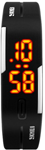SKMEI Unisex Fashion Digital LED Armbanduhr für Damen und Herren, LED Watch Kalender Zifferblatt: 55*30*9mm - Schwarz