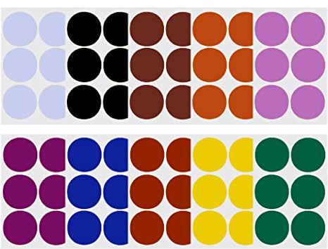 Aufkleber Bunt 50 mm runde Etiketten – 5 cm Sticker 72 Stück von Royal Green