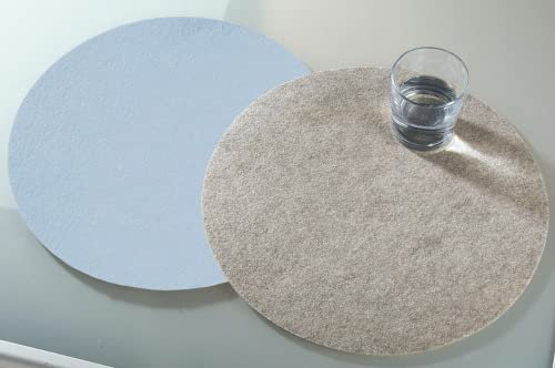 GILDE Filz Platzset Tischset rund, 4er Set, waschbar, Handwerk (himmelblau)
