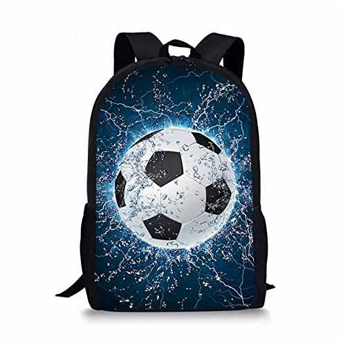 Showudesigns Football Rucksack Boys Girls Soccer Backpack for Kids School Bag Bookbag Teen Back Packs for Children Blue