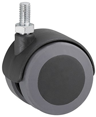 Metafranc Doppelrolle Ø 50 mm - mit Schraube - TPR-Rad - Weiche Lauffläche - Gleitlager - 50 kg Tragkraft / Transportrolle / Möbelrolle / Containerrolle / Parkettrolle / 800330