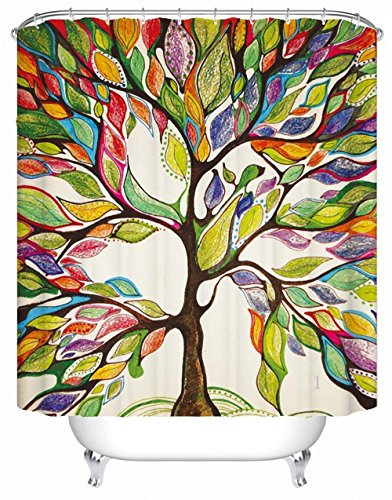 X-Labor Bunt Baum Duschvorhang 240x200cm Anti-Schimmel Wasserdicht Polyester Textil Stoff Badewannevorhang Shower Curtain 240x200cm