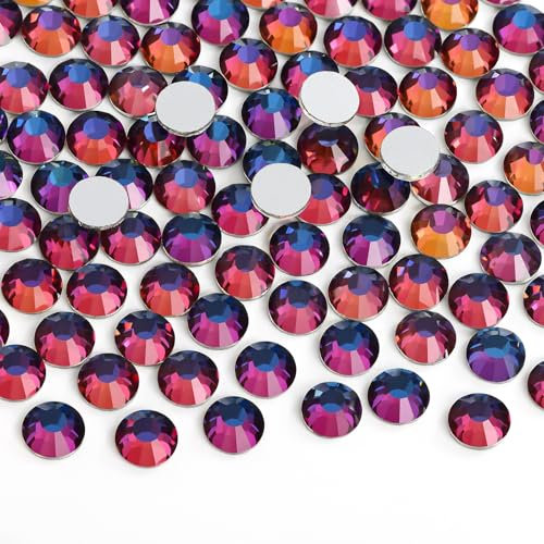 Jollin Glue Fix Flatback Rhinestones Glass Diamantes Gems for Nail Art Crafts Decorations Clothes Shoes 4.8mm (SS20 576pcs, Blue Blaze)