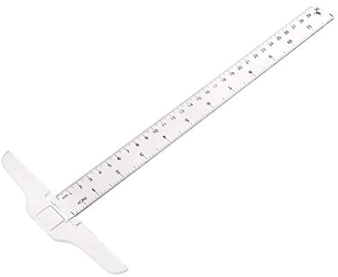 BIlinli 30 cm / 12 Kunststoff-T-Quadrat-Lineal cm/Zoll-Doppelseiten-Messwerkzeug