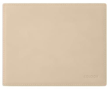 eglooh - Mercurio - Tapis de Souris en Cuir Beige cm 25x20 - Tapis Souris pour Bureau avec Coutures Artisanales et Fond Antidérapant - Made in Italy