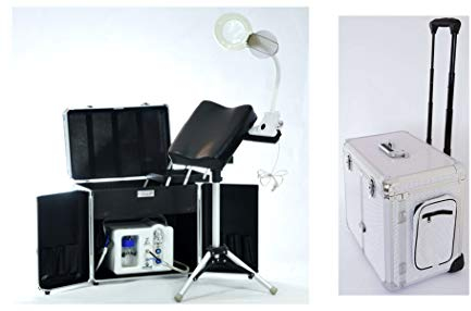 CS-KOSMETIKVERTRIEB Fuß-Pflege Ausstattungs-Set Emmy - Kosmetik-Koffer mit mobilem Nasstechnik Gerät - Fußpflege-Set Podomonium Ecomonium in silber
