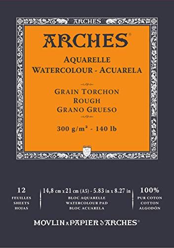 ARCHES Bloc Enc 14,8 x 21 12H Aquarelle 100% dick, 300 g, Weiß