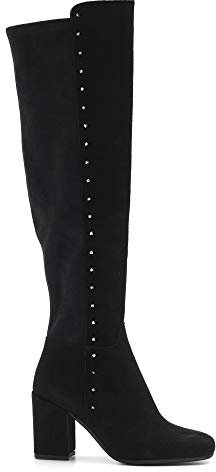 Stivali in camoscio Stretch Nero con Borchie e Tacco Alto - N 500 Anna Cam - Taglia 35