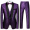Abito da uomo 3 pezzi slim fit matrimonio business cena abiti da uomo giacca bottoni scialle risvolto blazer gilet pantaloni, Viola, 3XL